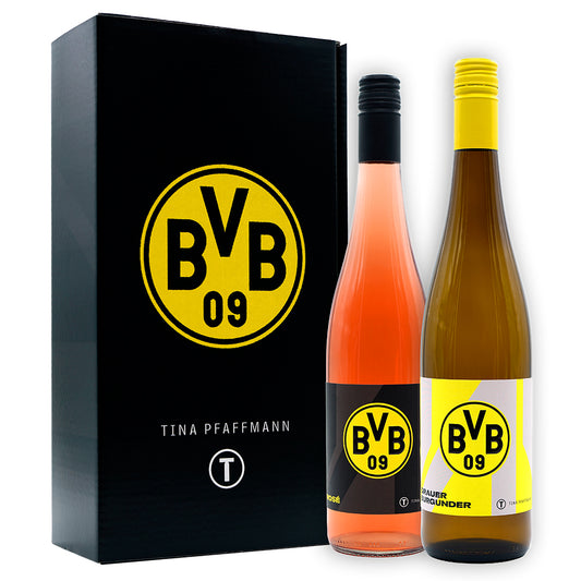 Borussia Dortmund - 2er Geschenkkarton mit 1 Flasche Rosè & 1 Flasche Grauer Burgunder